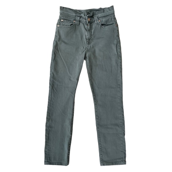 7 For All Mankind Women’s Green Denim High Waisted Skinny Jeans - Picture 1 of 9